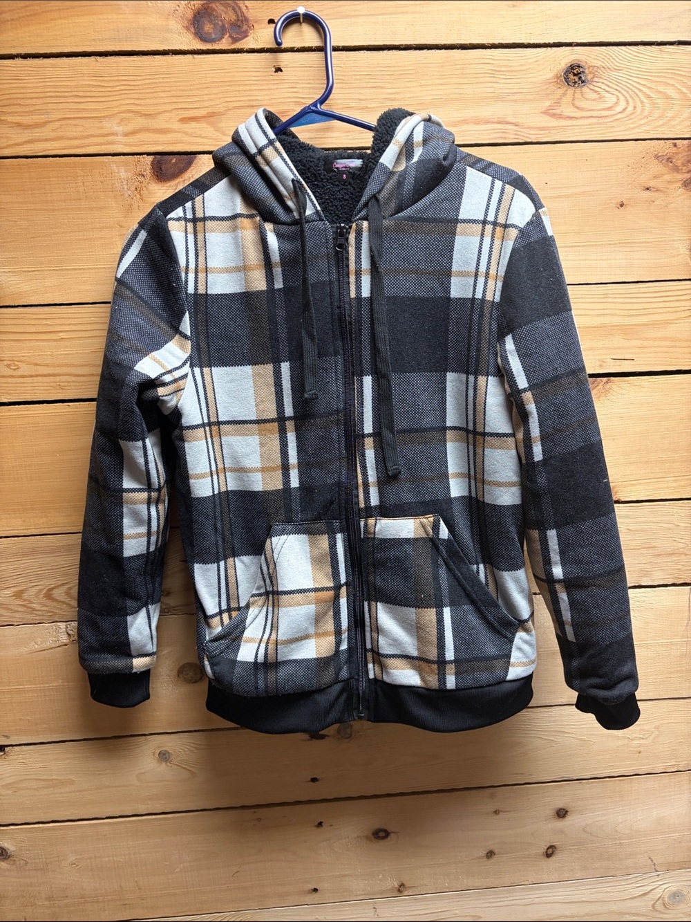 Plaid Hooded Zip Jacket